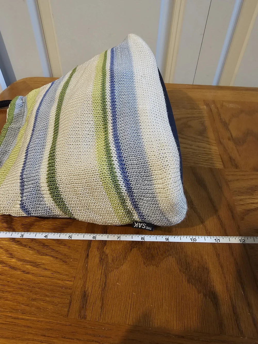 The Sak Striped Knit Tote Bag in White, Green and Blue - Casual Shoulder Bag